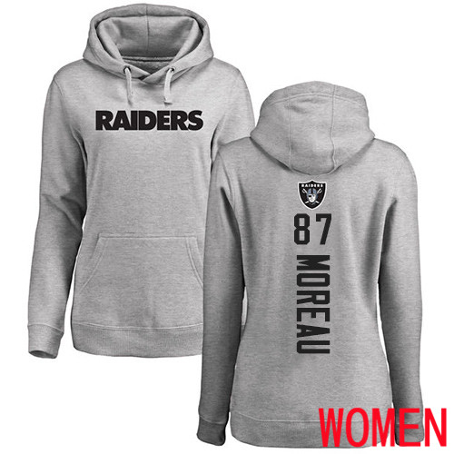 Oakland Raiders Ash Women Foster Moreau Backer NFL Football #87 Pullover Hoodie Sweatshirts->oakland raiders->NFL Jersey